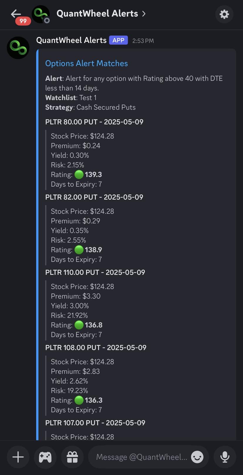 Discord alerts interface