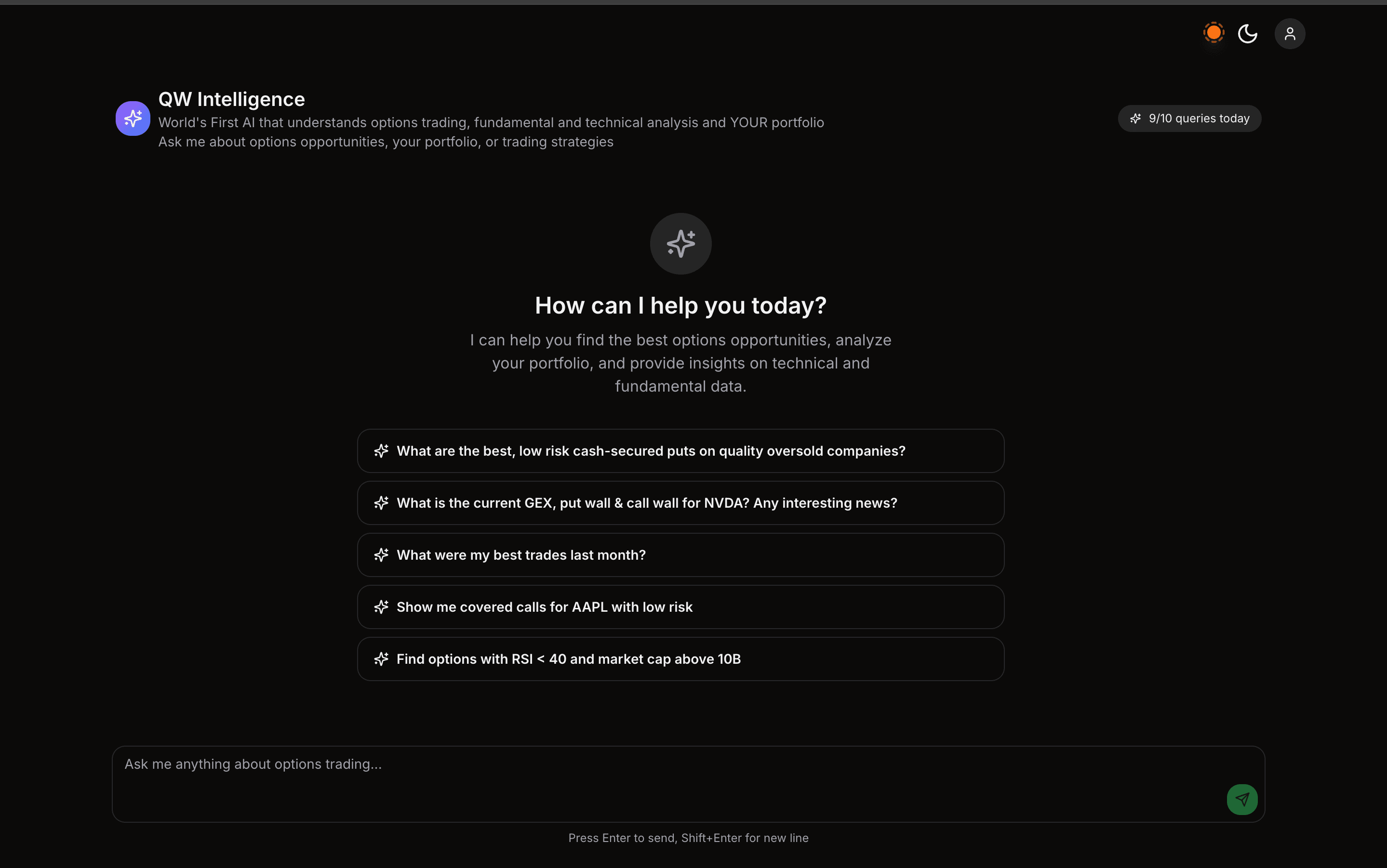 QW Intelligence answering an options research question