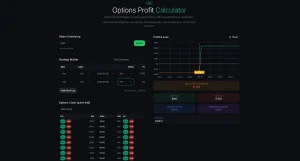 Free options profit calculator showing AAPL bull call spread P&L chart with max profit, breakeven, and Greeks.