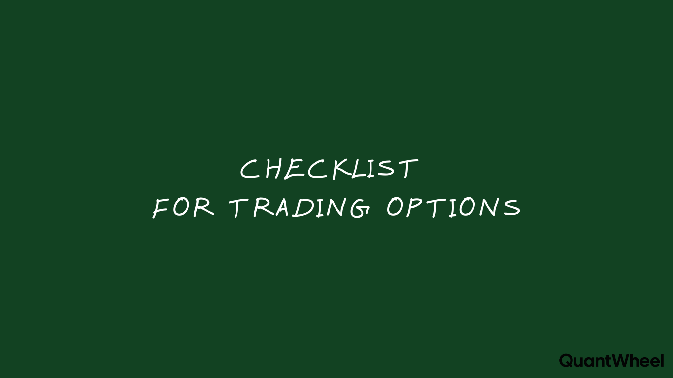 This is an intro image into an article that explains how to systematize the options trading process. In the article the author goes through his personal checklist